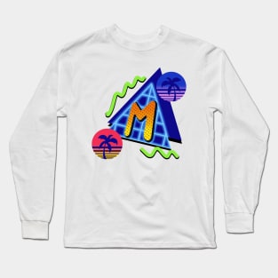 Initial Letter M - 80s Synth Long Sleeve T-Shirt